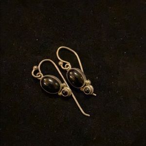 Unique Silver Black Drop Earrings